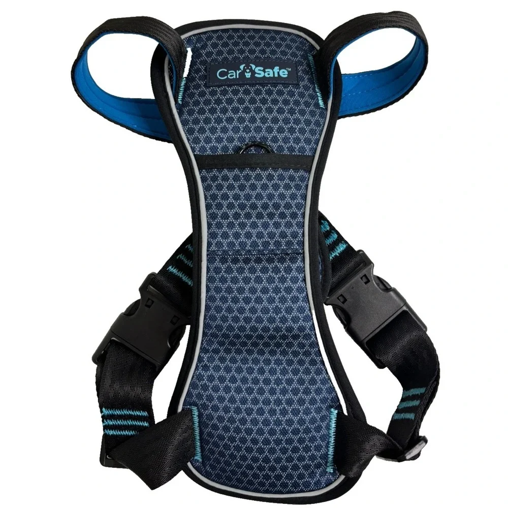CarSafe Dog Safety Harness Large Breed Crash Tested 70lb Seatbelt Travel Blue